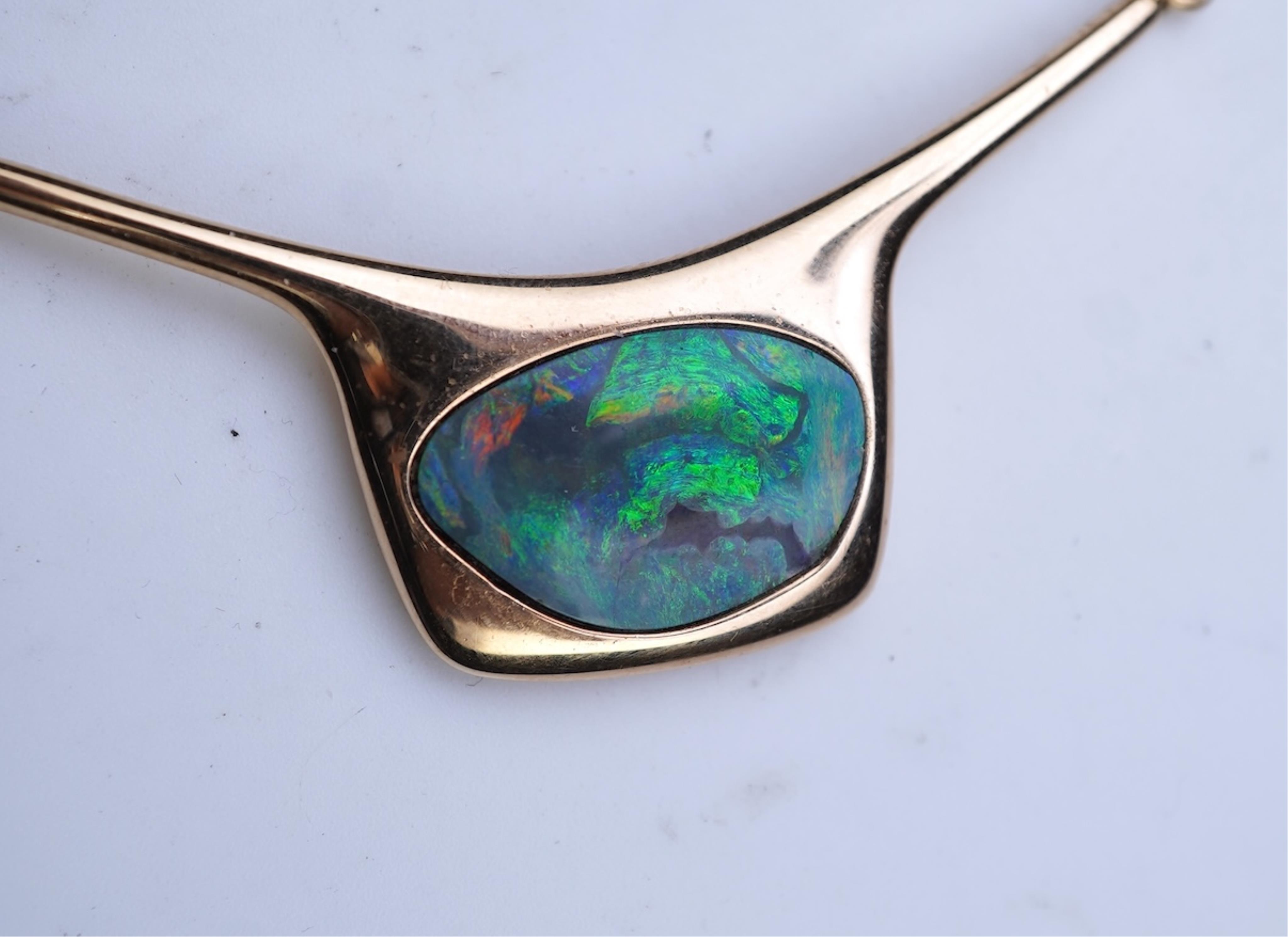 Bent Gabrielsen for Georg Jensen, a modernist gold and opal necklace, Denmark, circa 1981